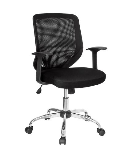 Flash Mid-Back Black Mesh Office Chair with Mesh Fabric Seat [LF-W95-MESH-BK-GG]