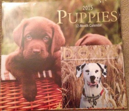 2015 Wall Calendar 12 Month Set of Puppies &amp;Dogs Organizer Planner