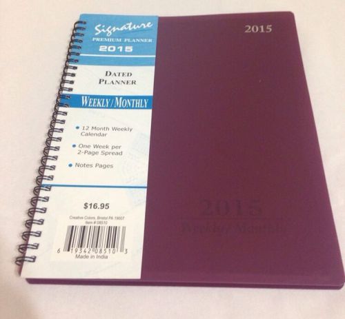 2015 Signature Series Dated Day Planner Calendar Weekly MONTHLY 8X10  PLUM