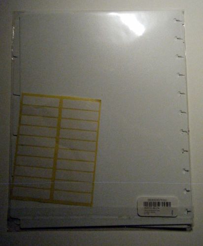 Levenger circa plastic 5 tab divider white letter new labels office free ship for sale