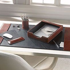 Passage 2 Collection 4-Piece Italian Leather Desk Set - Castagna / Brown
