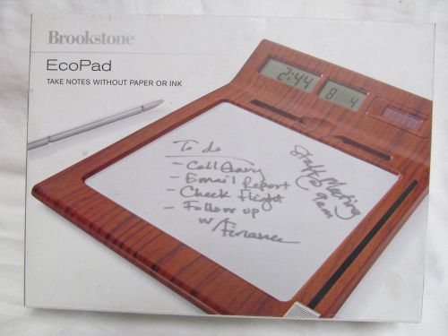 New In Box Brookstone Eco Pad Notepad With Clock