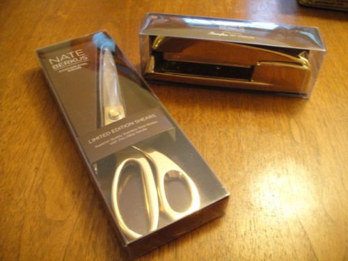 NATE BERKUS Limited Edition Gold Scissors &amp; Stapler NEW Hollywood Regency glam