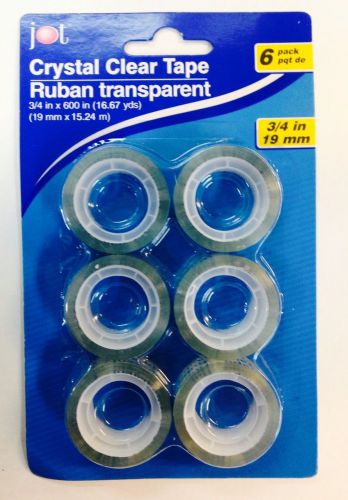 6 Rolls Crystal Clear Transparent Tape Dispenser Refills 3/4&#034; x 600&#034; 1 Pack