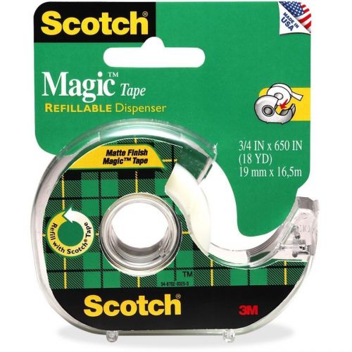 Pack of 6 - 3M 122 Scotch Magic Tape With Dispenser, 3/4&#034; x 650&#034; Roll Clear