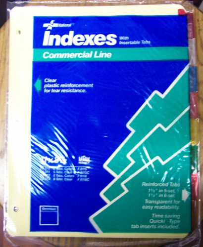 National Index Dividers 8 Insertable 1 1/4&#034; Colored Tabs Reinforced F8118 Buff