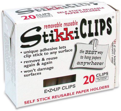Stikki Clips E-Z Up Clips - Reusable Paper Holder - Home Office School - 20/BX