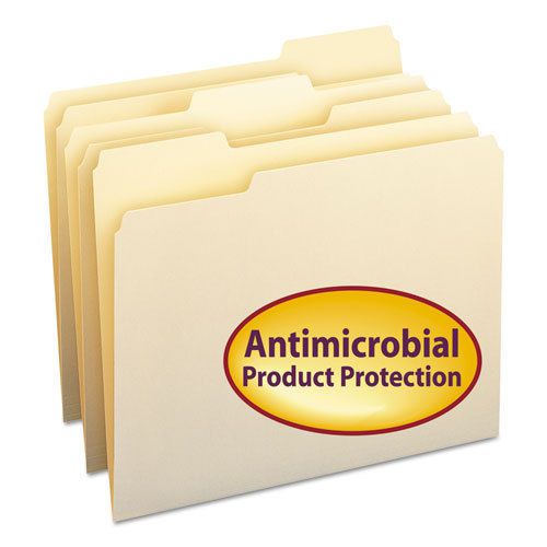 Antimicrobial one-ply file folders, 1/3 cut top tab, letter, manila, 100/box for sale