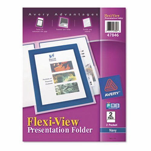 Avery 2 Pocket Polypropylene Folders, Navy/Translucent, 2 per Pack (AVE47846)