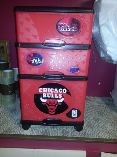 3 DRAWER CHICAGO BULLS SPORTS CART ON ROLLERS STORAGE RACK