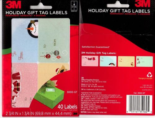 3M HOLIDAY GIFT TAG LABELS PERMANENT ADHESIVE 150 LABELS 1IN DIAMETER 4 DESIGNS
