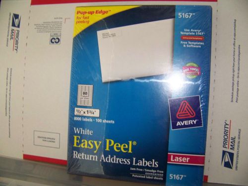 Avery 5167 White Mailing Laser Labels - 1/2&#034; Width X 1 3/4&#034;, New