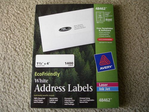 Brand New Avery 48462 Address Labels 1-1/3&#034; x 4&#034;, Box of 1400