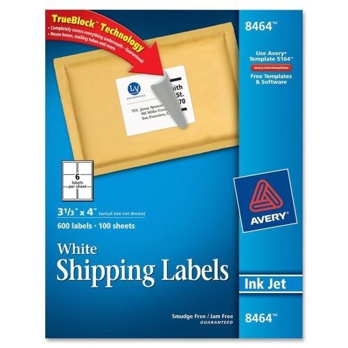 Avery Shipping Label -3.33&#034;Wx4&#034;L - 600/Box -Rectangle -Inkjet -White