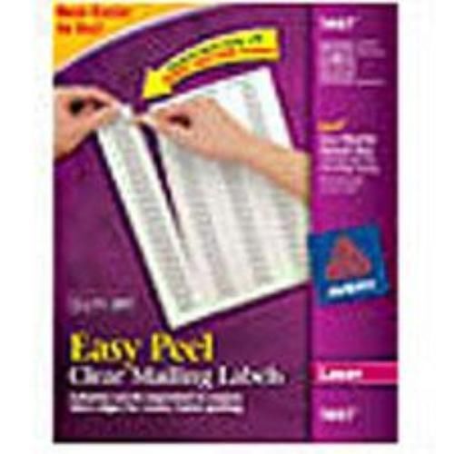 Avery Labels Clear Mailing Laser 1/2&#039;&#039; x 1-3/4&#039;&#039; 80 Labels/Sheet 2000 Count