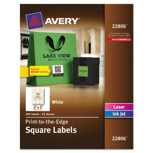 Print-To-The-Edge Easy Peel Labels with TrueBlock, 2 x 2, White, 300/Pack