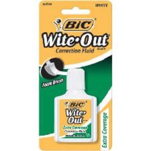 BIC Wite-Out Brand Extra Coverage Correction Fluid White Carded