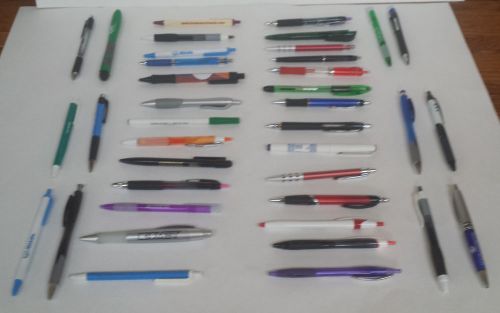 40 different Ballpoint pens.  Gel pens also included.  Various colors.  Working!