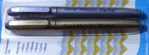 New 2/Pack Gold &amp; Silver Metallic Markers Permanent ink