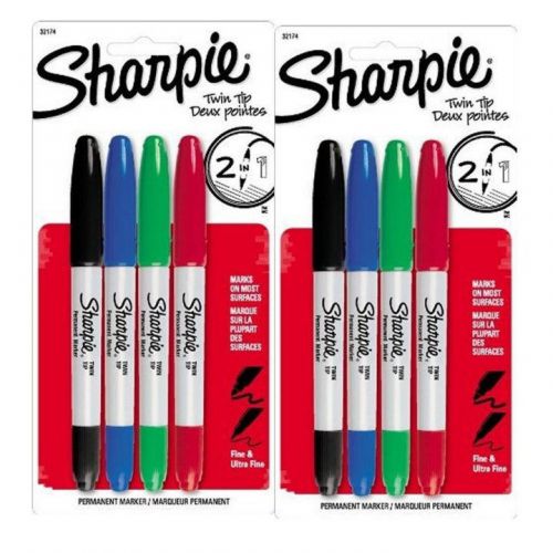 8 SHARPIE Twin Tip  Permanent Marker Assorted Colors