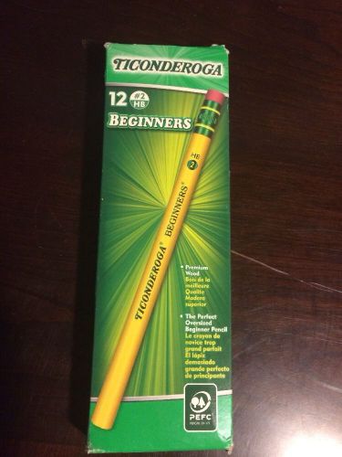 12 DIXON TICONDEROGA Beginner&#039;s PENCILS w/ ERASER Wood Pencil-13308 Yellow # 2
