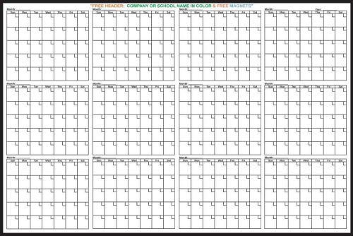 12 Month Magnetic Dry Erase White Board Calendars - Aluminum Frame - list $501