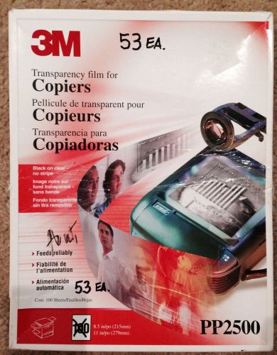 3M PP2500 Transparency Film for Copiers 8.5&#034; x 11&#034;  Box with 53 Sheets