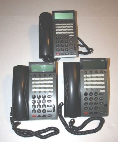 Lot of 3 NEC Dterm Series E Phones DTP-16D-1 (BK) TEL Black