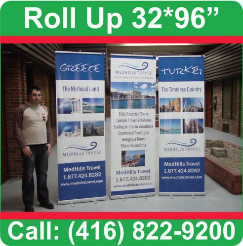 96&#034; TALL Retractable Banner Stand Pop Up + FREE PRINT