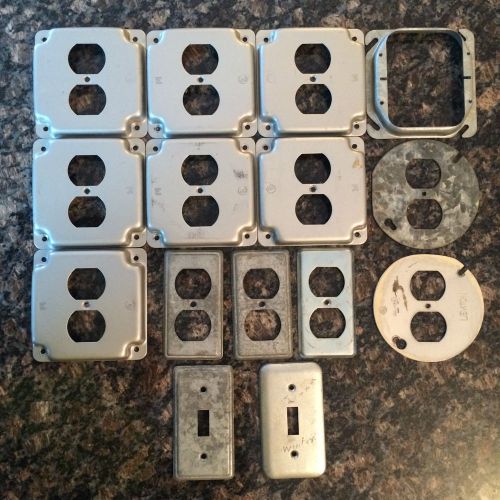 15 Metal Electrical Box Cover Plates, Square &amp; Rectangle, 1-Gang or 1-Switch