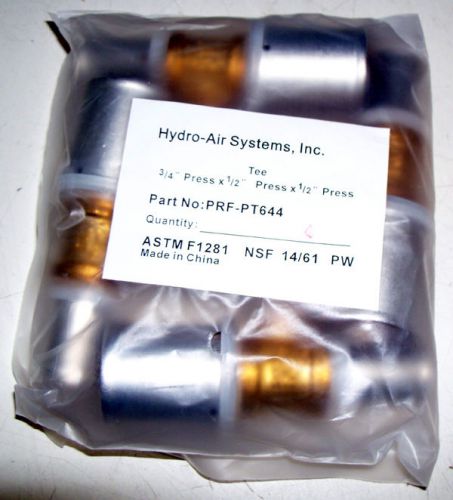 New Lot of 4 Hydro-Pex PRF-PT644 Brass Press Fittings