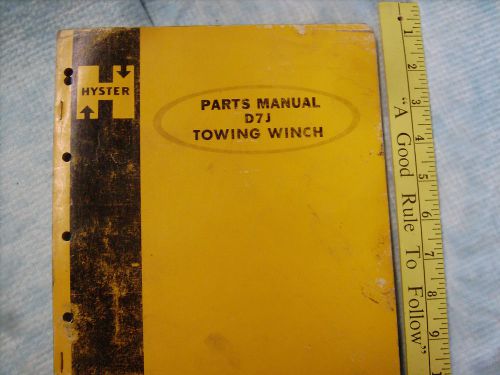 Vintage Original Hyster Towing Winches Parts Manual D7J nr
