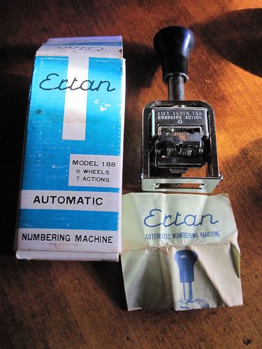 ECTAN MODEL 188 6 WHEEL 7 ACTION NUMBERING MACHINE BOX BOOK WORKS GREAT