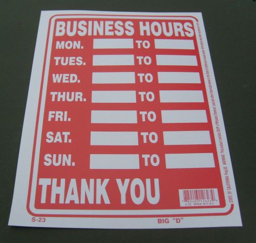 Store Shop Office Hours Business Sign Plastic Open Close Daily Schedule