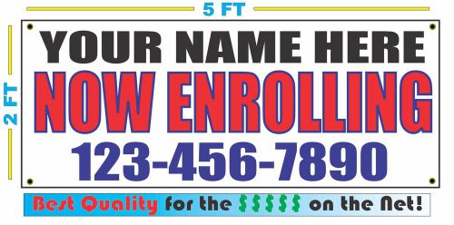 NOW ENROLLING CUSTOM NAME &amp; PHONE Full Color Banner Sign NEW Daycare Gym Karate
