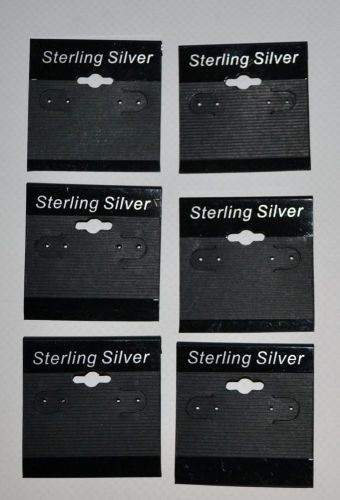 100 Black ribbed Earring Cards  2&#034; x 2&#034; with the words Sterling Silver