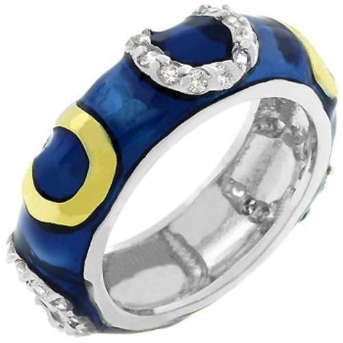 Dark Blue Enamel Horseshoe Ring (Size: 10) Icon Bijoux