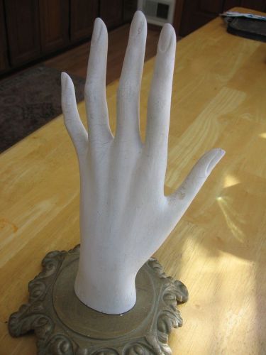 Vintage Elegant Mannequin Display Hand with Brass Base