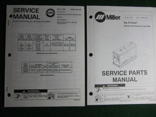 Miller Big 40 Diesel Welding Generator Service Manual Parts Electrical JG011369+
