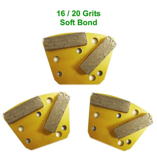 3PK Trapezoid Concrete Grinding Shoe Plate - 16/20 Grit Soft Bond