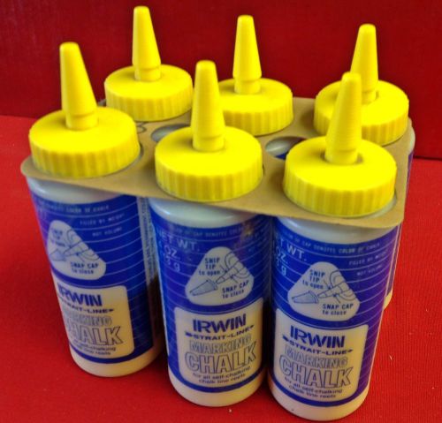 New old stock irwin 64803 yellow permanent marking chalk 4oz lot of 6 bottles for sale