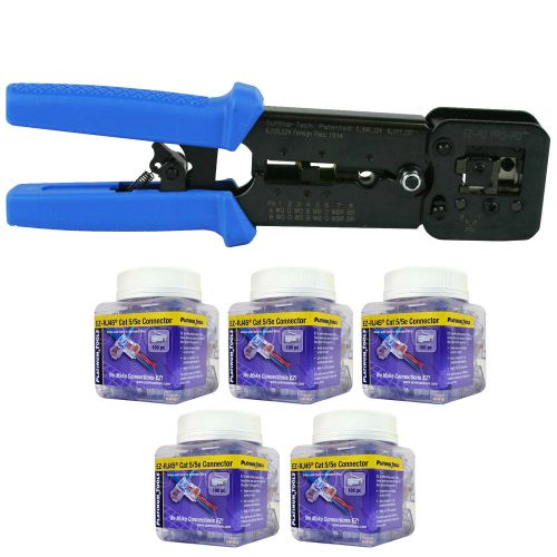 Platinum tools 100054 ez-rjpro hd crimp tool, jar ez-rj45 cat5/5e 500 connectors for sale