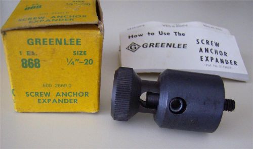 GREENLEE 868 SCREW ANCHOR EXPANDER  U.S.A. Tool in box 1/4&#034; - 20
