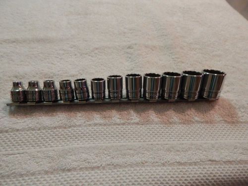 SET OF TWELVE, SNAP ON 3/8&#034; DRIVE/12 POINT SHALLOW SOCKETS (F SERIES)