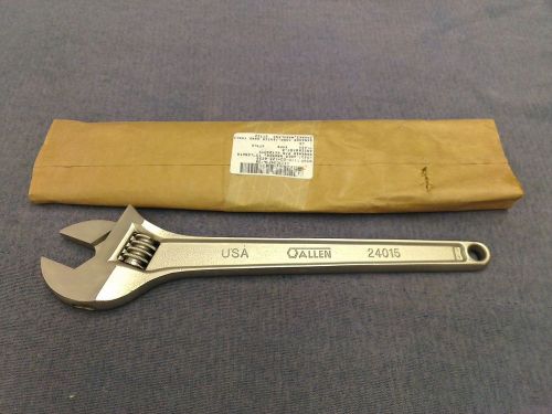 New allen # 24015 15&#034; adjustable wrench nsn 5120-00-423-6728 usa for sale