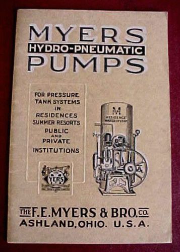 1924 ? MYERS HYDRO PNEUMATIC PUMPS 48 PG CATALOG BROCHURE EXCELLENT ORIGINAL