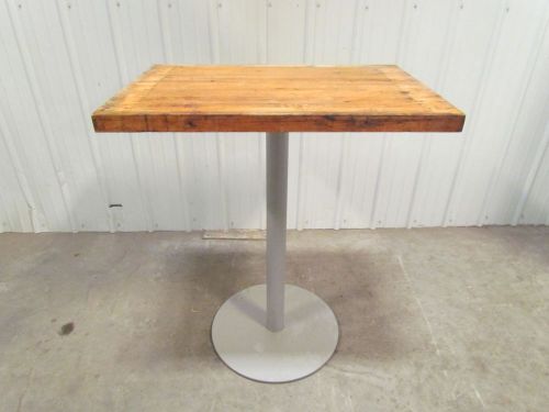 Butcher block top pedestal work/card table 36x24x42&#034; height steel base vintage for sale