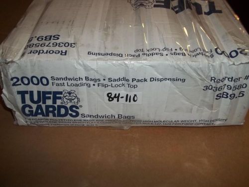 Box of (2000) tuffgard sb9.5 sandwich bags fast loading flip lock top saddle pac for sale