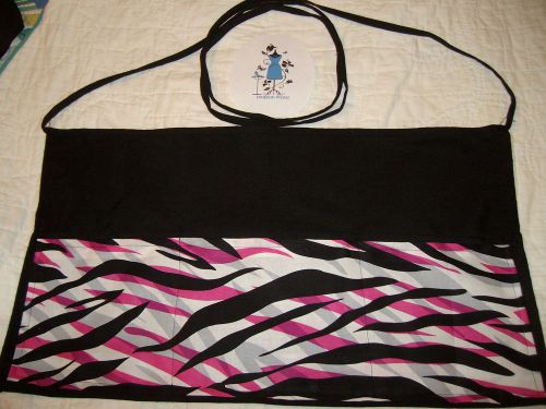 Black server waist aprons pink gray zebra waitress cafe bar half waist apron for sale