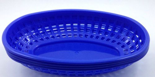 (4pieces) New Food Basket Tray 9-3/8&#034;  x  5-3/4&#034; Blue Plastic